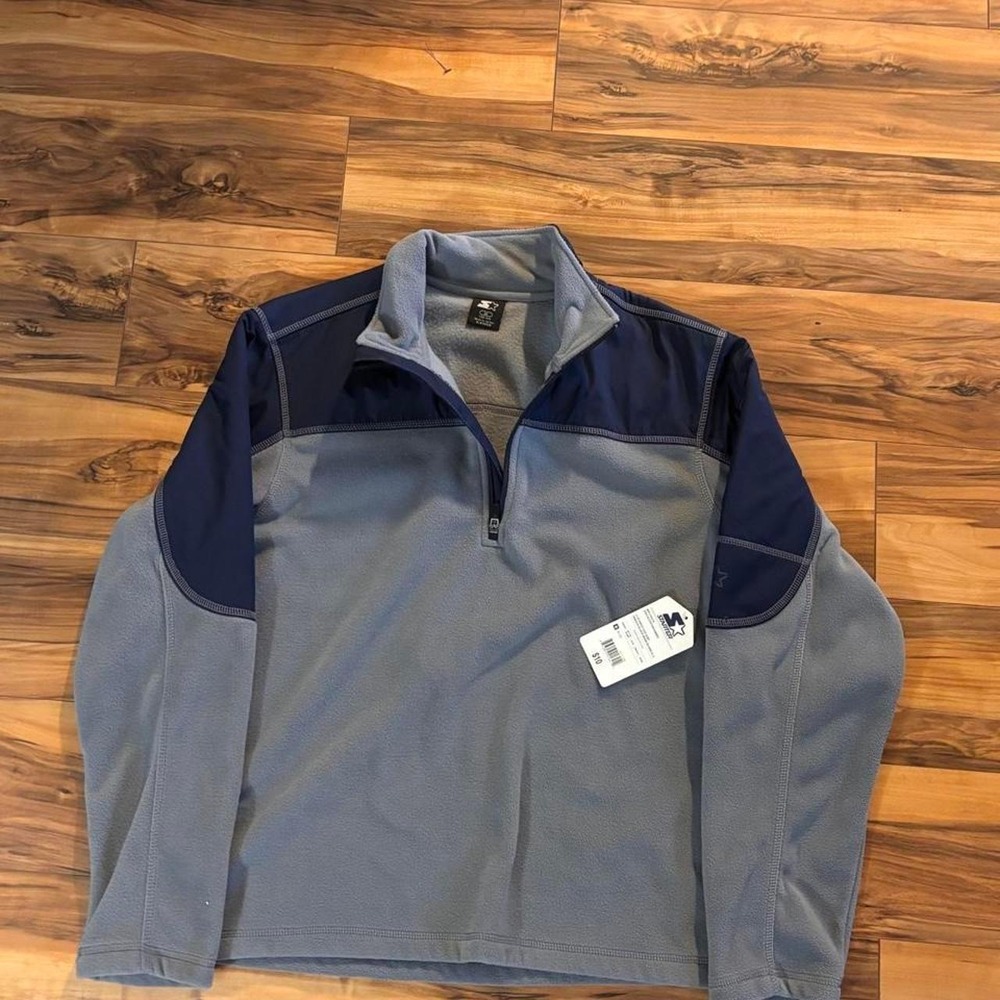 Starter Gray Navy Quarter Zip Fleece Pullover Jacket Men's Large NWT